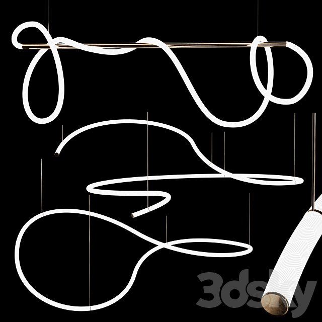 3 LED pendant lamps (OPAL SHAPE SQUIGGLE H4 SQUIGGLE H5)| 3Lights |