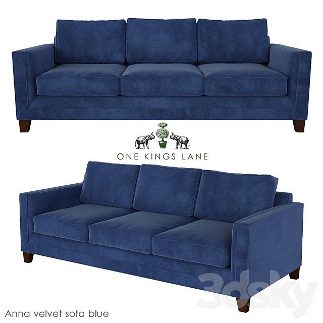 Anna Velvet Sofa Blue