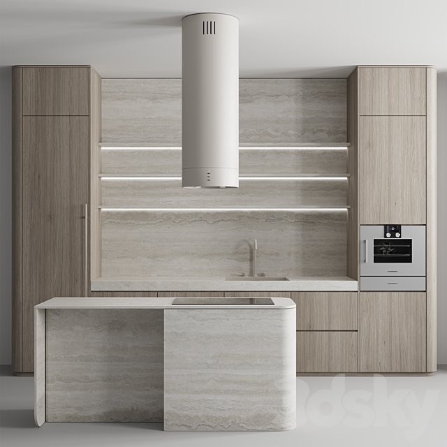 Kitchen №145 "Wood and Travertine"