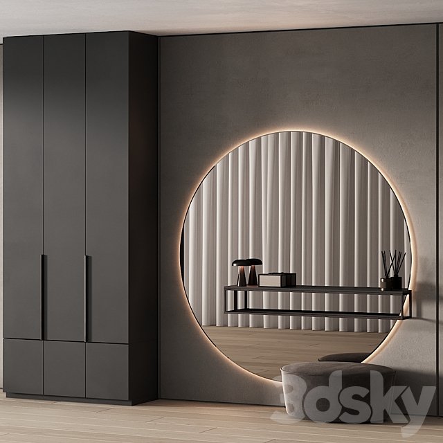247 hallway zone 09 minimal hall with big round mirror 01