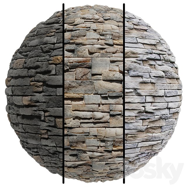 FB596 Exterior Stone Cladding facade | 3MAT | PBR | Seamless