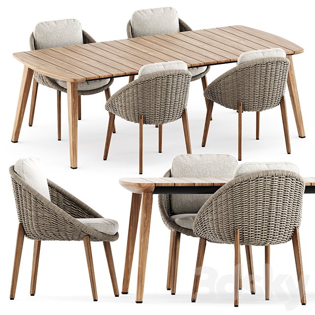 Lido Cord chair and Fynn Dining Outdoor table by Minotti