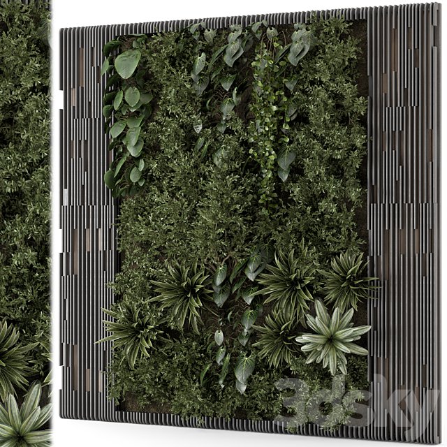 Indoor Wall Vertical Garden in Wooden Base - Set 1395