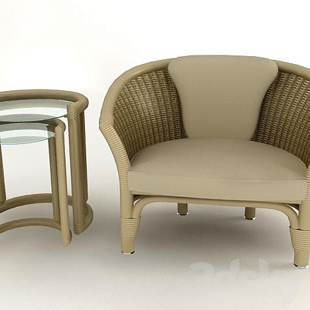 Wickerwork Chair and table to it