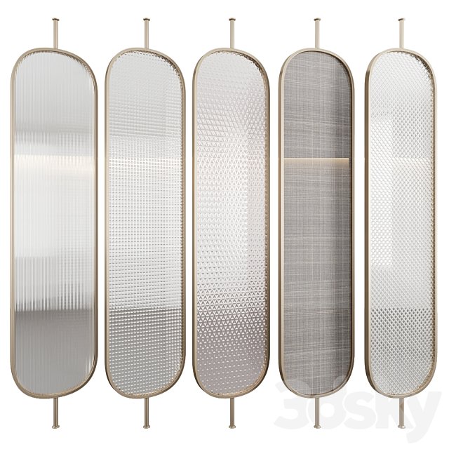 Decorative partition with embossed glass