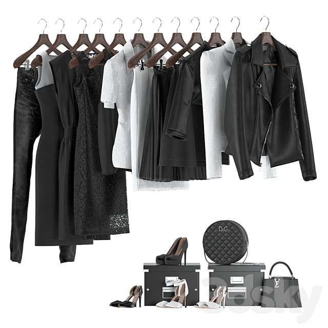 Black and white women's wardrobe