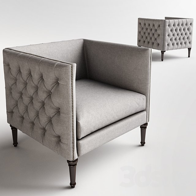 Aldridge Jeremy Burton Pine Adelle Parisian Maxim Nail Button Tufted Armchair