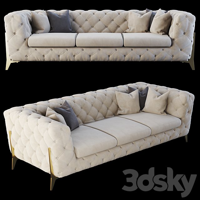 Homary 91 Beige Modern Chesterfield