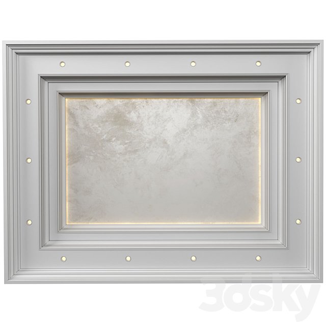 Art Deco coffered illuminated ceiling.Modern coffered illuminated ceiling