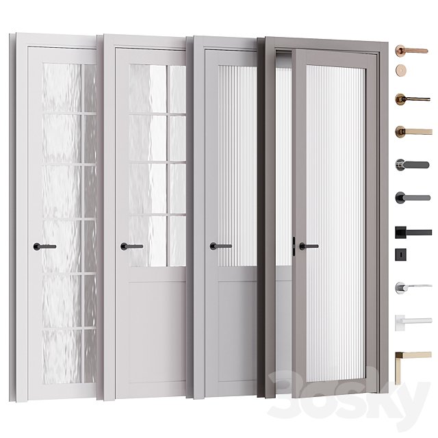 Interior doors with frame and fittings