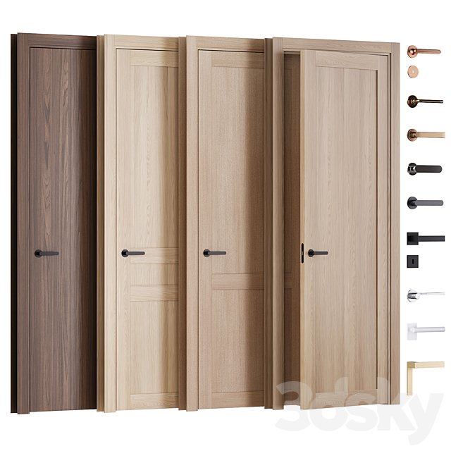 Interior veneered doors with frame and fittings