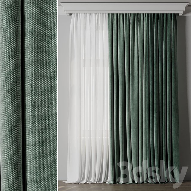 Low width curtains 04 set green
