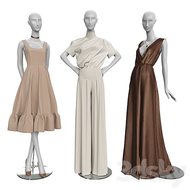 Women's clothing on mannequins