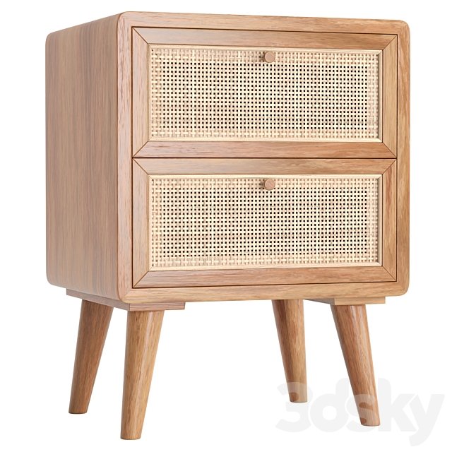 Japandi Natural Rattan Nightstand
