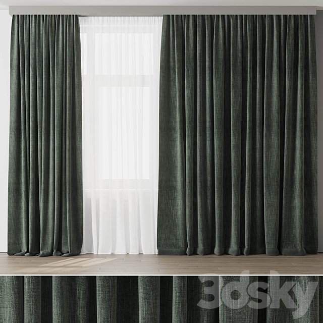 Curtain with rod 003 green curtain HBH