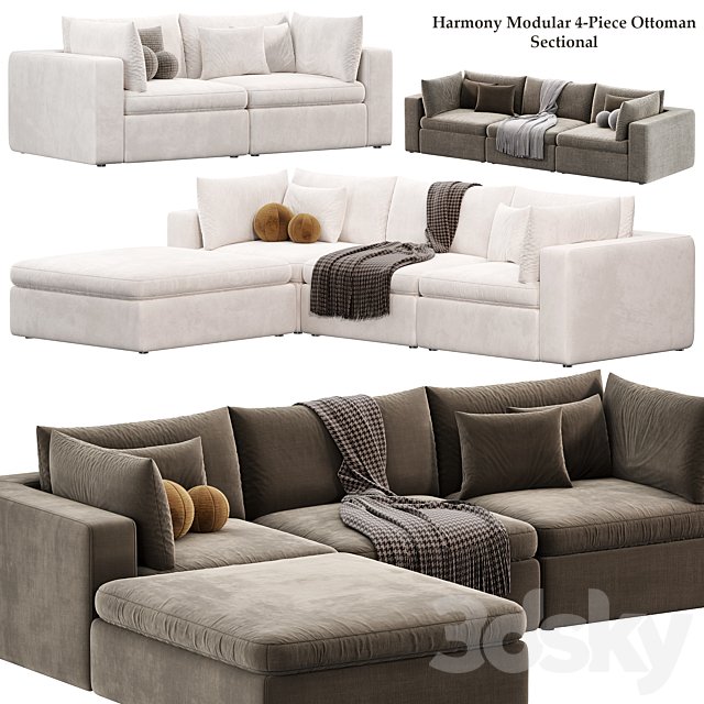 Harmony Modular 4 Piece Ottoman Sectional Sofa by westelm