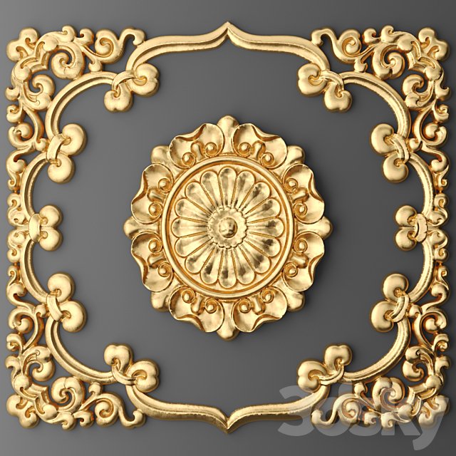 Stucco molding, Rosette, luxury, gold decor, carving, molding, stucco, ceiling, classical