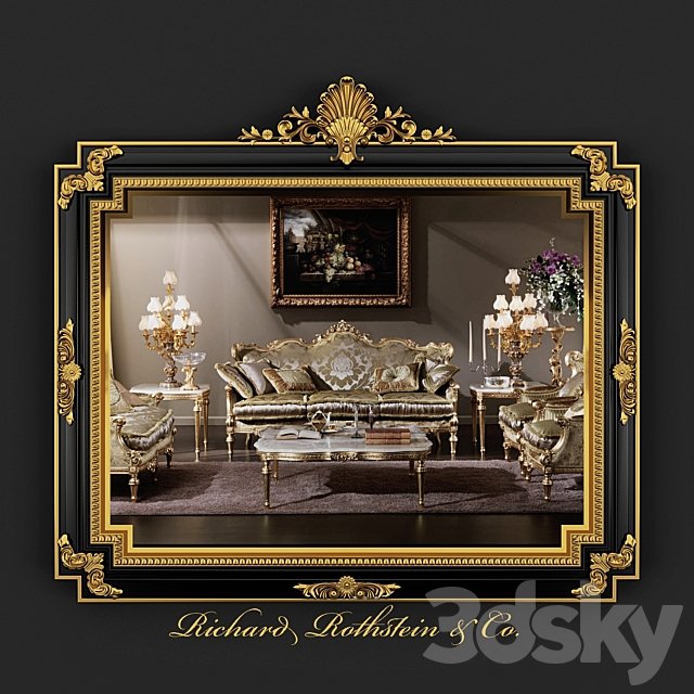 Classic Regency Style Black and Gold Mirror