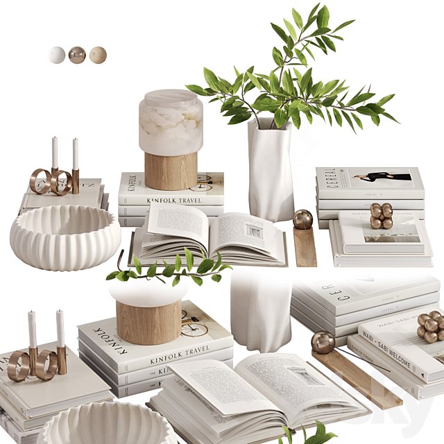 White decorative set with Lanterno Table Lamp