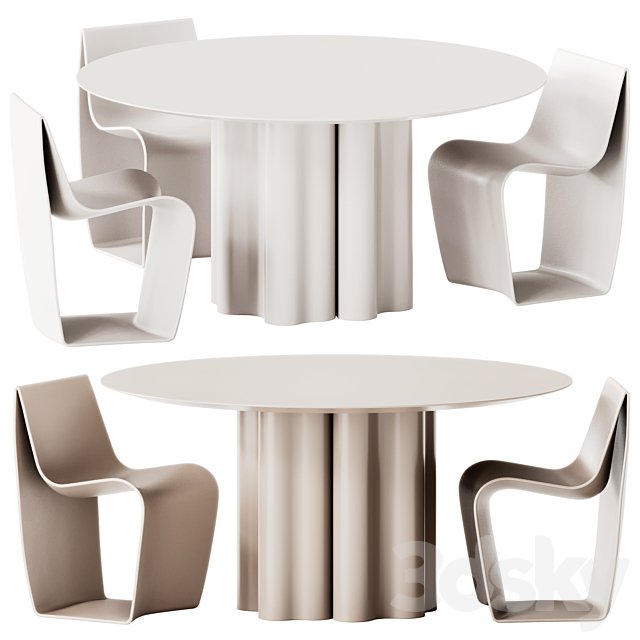 Saba Italia Teatro Magico Round Dining Table and MDF Italia Sign Matt Chair