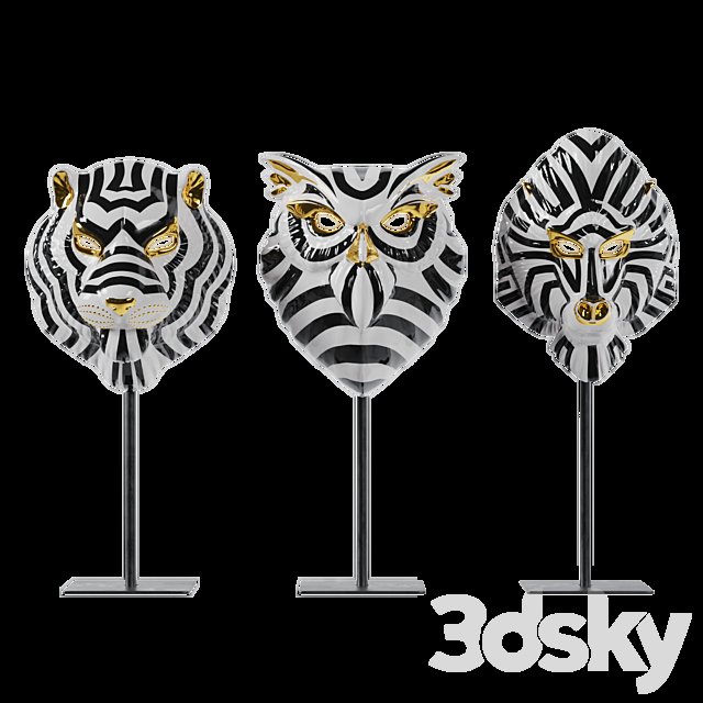 LLADRO SET ANIMAL MASK