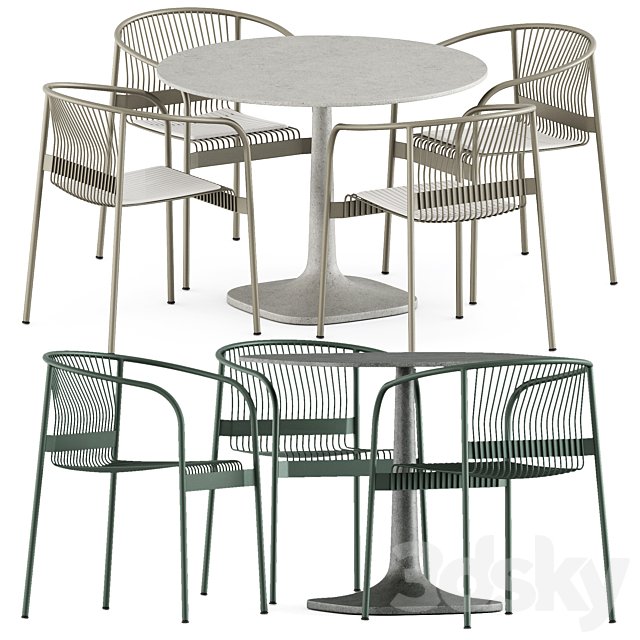 Velit chair by Plank and Fiore Outdoor table by Bebitalia