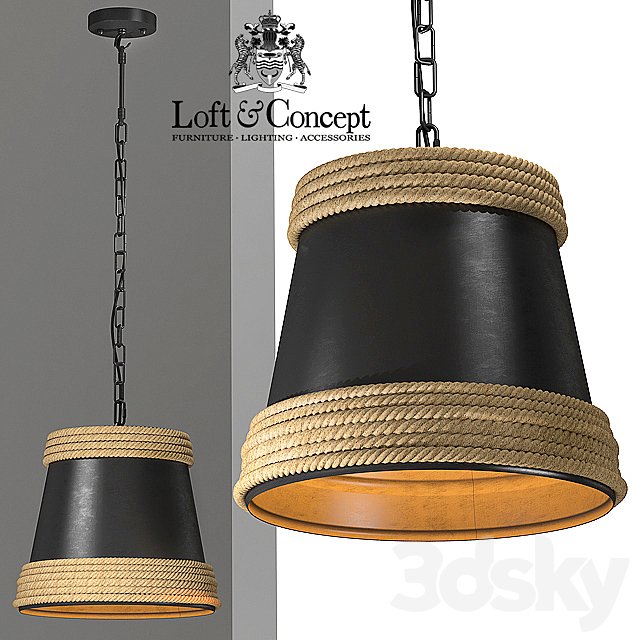 Black &amp; Hemp Pendant Lamp Suspension