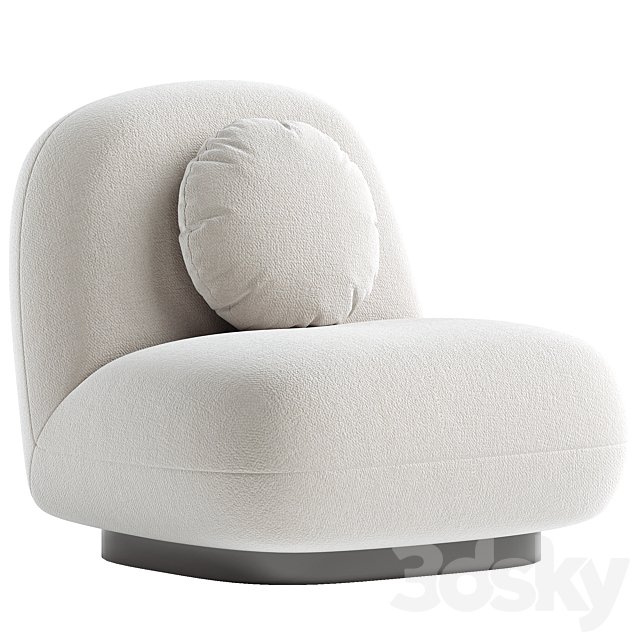 Upholstered Armchair In White Boucle - Black Legs - Larry