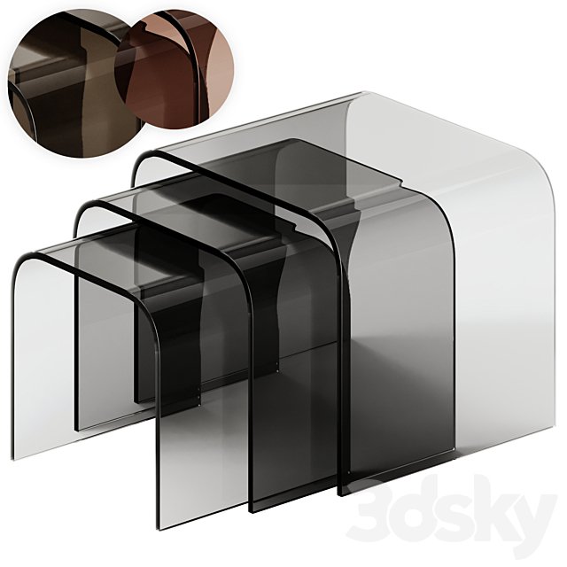 Tonin Casa ANEMONE Glass coffee tables Set