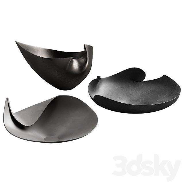 366 decorative vases and pots 04 deformed folded relief vase 03