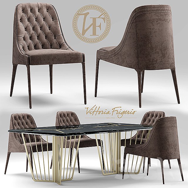 Chair vittoria frigerio Poggi High capitonne, Alfieri table