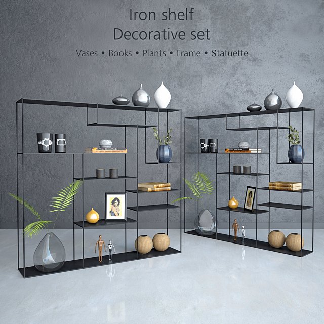Iron shelf with decorative set