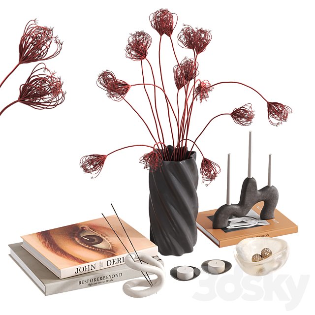 Decorative set with Pink Queen Anne's Lace