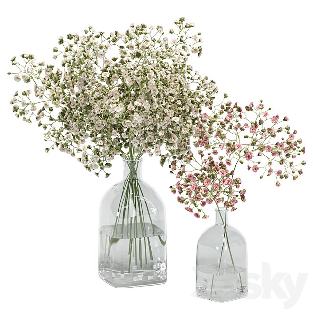 Flowers Bouquet In Glass Vase 02