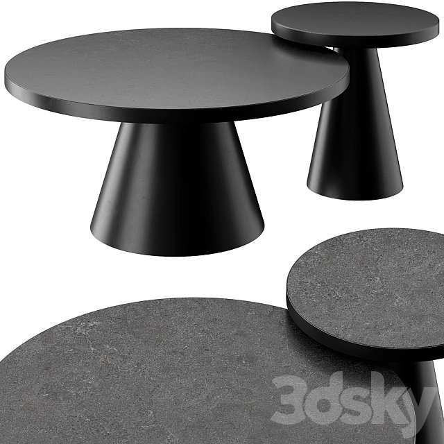 SALONTAFEL LEEDS ROND - ZWART KERAMIEK COFFEE AND SIDE TABLE