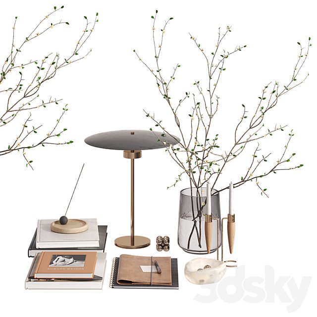 Decorative set with cherry branches