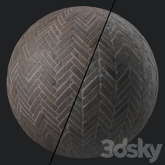 Pavement Materials 46- HerringBone Stone Paving | Sbsar Pbr 4k Seamless