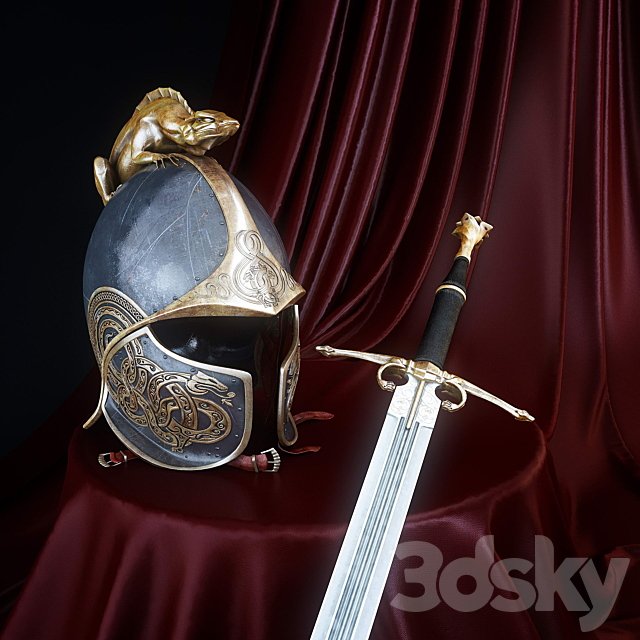 helmet and sword