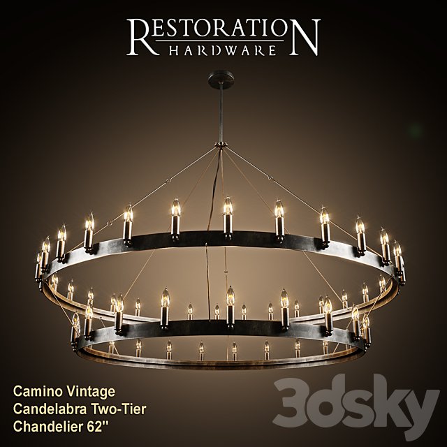 RH Camino Vintage Candelabra Two-Tier Chandelier 62 "