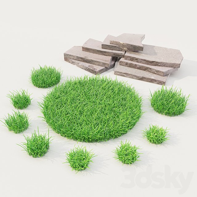 lawn grass with stones