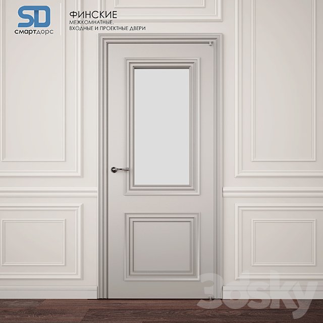 Finnish doors (with glass) with wall decor