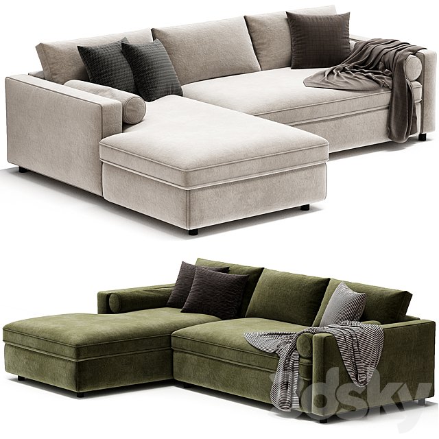 Aris Deep 2 Piece Left Arm Chaise Sectional Sofa