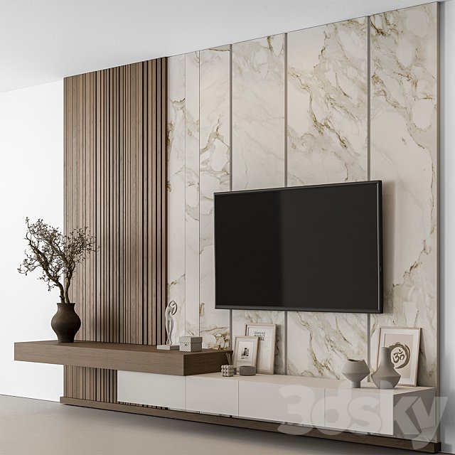 TV Wall Stone and Wood - Set 100