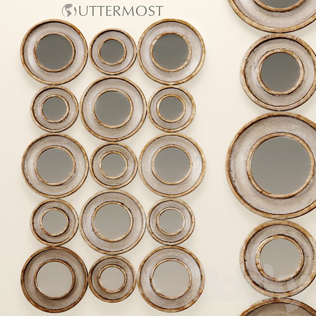 Vobbia Metal Circles Mirror. Uttermost, mirror, circle, discs, wall decor, Aged, panel, decorative