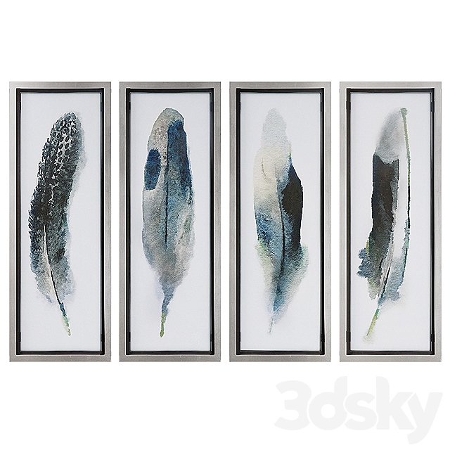 Uttermost Feathered Beauty Wall Art Prints (Set of 4)