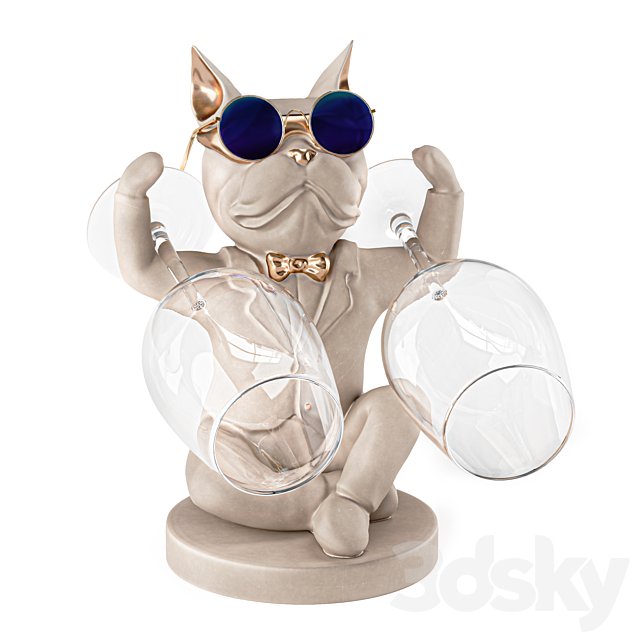 Glass holder in the shape of a French bulldog