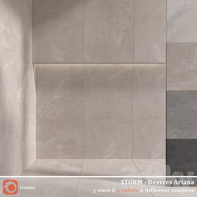 Desvres Ariana STORM white sand gray mud
