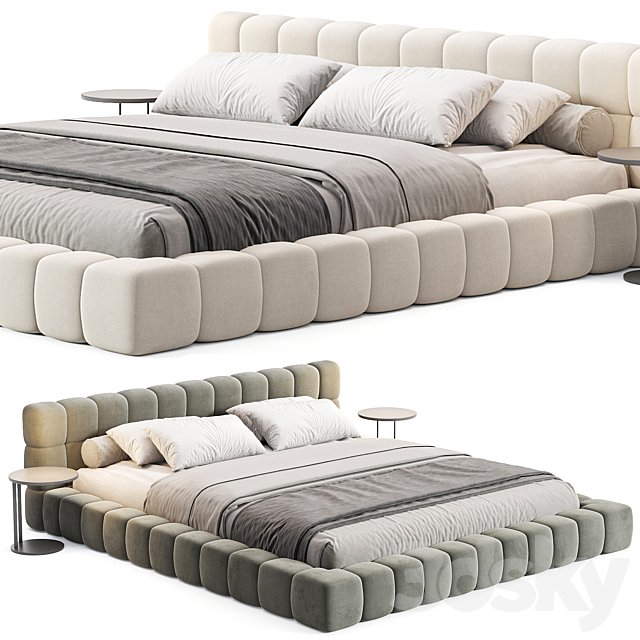 Aurora Technical Fabric Contemporary Bed Frame Queen Size