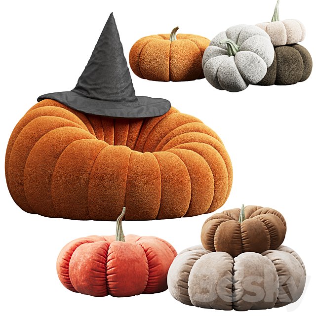 Pumpkin chair and decorative pillows