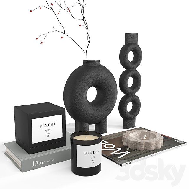 452 Decor Set Corner Design 086 Minimalistic Accessories Trays Vases
